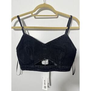 ZARA RHINESTONE DENIM CROP TOP SIZE M